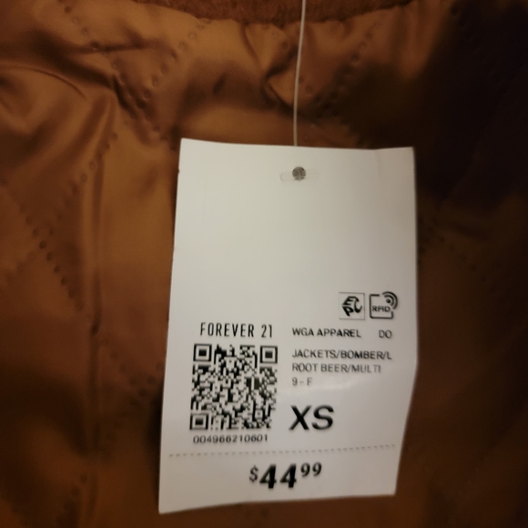 NWT Brown Tan bomber jacket XS Forever 21 - Picture 6 of 7